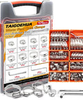 Beefed-Up 304 Stainless Steel Hose Clamps Kit With 175 Pieces, adjustable clamps in case with tools for auto fuel lines