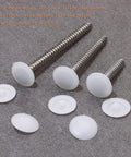 200 Pieces White Plastic Self Tapping Screw Cap Covers 7mm Diameter For Cabinets and Furniture Fittings shown with screws