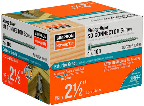 Heavy Duty Galvanized Connector Screws Built Dang Tough For Framing Decks And Ditches Nails Box of 100, #9 size, 2.5 inches.