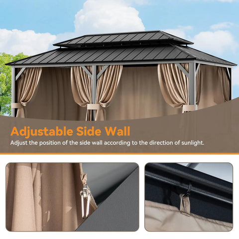 Ultimate Outdoor Gazebo Curtain Replacement 6 Panel Sidewalls 12 Ft By 20 Ft Waterproof Privacy Curtains With Zipper