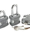 Rekey In Seconds SmartKey Padlock With Boron Carbide Shackle For Outdoor Gates And Storage, set of three locks with keys