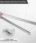 Swivel Towel Bar Two Arms Wall Mount In Brushed Nickel Heavy Duty Stainless Steel Towel Hanger with 180-degree rotation.