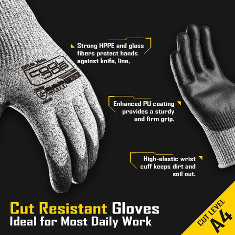 Heavy Duty A4 Cut Resistant Work Gloves With Superior Grip And Breathable PU Coating For Wood Carving Glass Handling And Mechanics