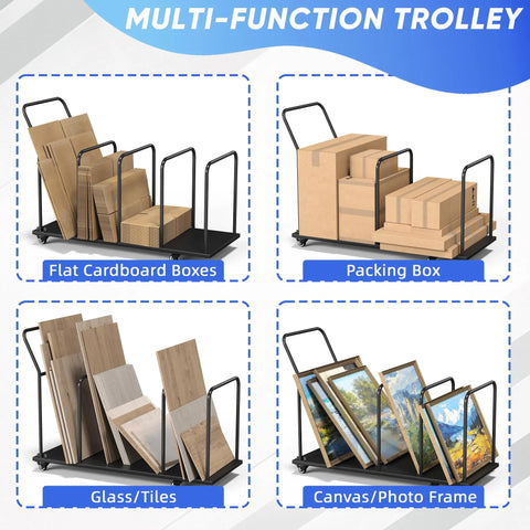 Beefy Carton Stand With Wheels Heavy Duty 500Lb Cardboard Box Storage Rack Rolling Carton Organizer With Adjustable Sections Dividers