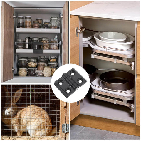 Mini Folding Hinges for Small Cabinets and Wooden Boxes 4 Pack Zinc Alloy 180 Degree Black Uxcell shown on cabinet lids