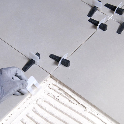 Tile Leveling System Starter Kit One Eighth Inch Three Millimeter Size With One Hundred Spacer Clips One Hundred Wedges And One Pair Of Installation Pliers Heavy Duty For DIY And Professional Tile And Stone Installations