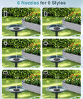 Upgraded Solar Powered Fountain Pump With Six Nozzles For Outdoor Garden Pond Pool And Bird Bath, multi-style spray display