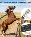 Heavy Duty Reflective Cross Ties For Horses With Panic Snap And AntiTangle Grooming Straps in use with horse rearing
