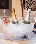 Acrylic Oval Party Tub With Handles For Chilling Drinks Indoor Outdoor Bar Use Crystal Clear Beverage Cooler Ice Tub For Wine