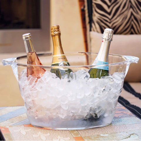 Acrylic Oval Party Tub With Handles For Chilling Drinks Indoor Outdoor Bar Use Crystal Clear Beverage Cooler Ice Tub For Wine