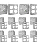 Heavy-Duty 4 By 4 Inch Electrical Junction Boxes With Covers Pack Of 10, One And A Half Inch Deep, 21 Cu In Capacity, Steel Outlet Box Bulk Pack Double Duplex Receptacle And Cover Plates UL Listed displayed