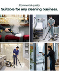 Heavy Duty Commercial Steam Cleaner With Slick Storage Bag Delivers Consistent Low Moisture Dry Vapor, cleaning various surfaces.