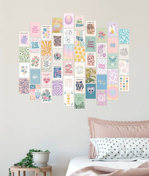 Pastel Danish Wall Collage Kit With 70 Cards For Aesthetic Pictures And Teen Room Vibe For Girls Dorm Decor 4x6 Inch Cardstock Posters