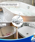 Bathtub and lavatory sinks with Stainless Steel Bathroom Sink Strainer Set 3 Pack Hair Catcher For Bathroom Laundry And Utility Sinks Outer Diameter 2.1 Inches Inner Diameter 1 Inch Drain Protector For Shower And Lavatory Drains shown.