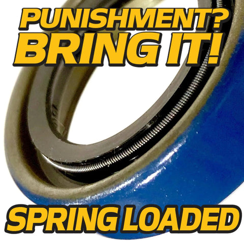 Close-up of spring-loaded seal from Front Caster Wheel Bearing Kit with Threaded Axle for Zero Turn Mowers, showing durability.