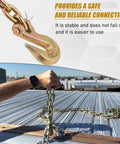 Heavy Duty 1/4 Inch Chain Hooks Set With 3600 Lbs Working Load G70 Clevis Grab Hooks securing a trailer load.