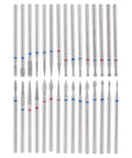Pro Grade Nail Drill Bits Set For Pedicure And Cuticle Care With Diamond Grit 120 Three Thirty Second Inch Shank Grinding And Polishing Burrs Includes Ball Cylinder Cone Bullet Needle Point Shapes 30Pcs Pack