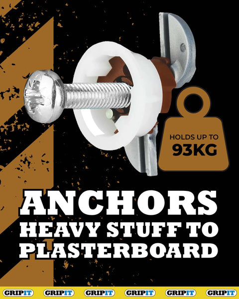 Brown 20mm Plasterboard Fixings For Stud Walls 4 Pack Hand Tighten Only Max Load 93 Kg Ideal For DIY And Trade Use