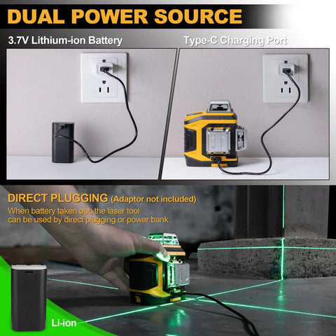 Rechargeable 360 Degree Self Leveling Green Laser Level With Tripod Mount Magnetic Base And Glasses for Construction Use