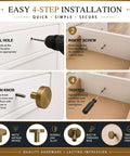 Four Pack Cabinet Drawer Knobs With Round Pulls For Closet Featuring Slick Brushed Antique Brass Finish Premium Aluminum Alloy Hardware installation steps.