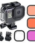 Waterproof Housing For Hero 8 Black With 4 Pack Dive Filters Red Light Red Magenta Close Up Filters 60m Case