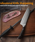 12 Inch Honing Steel Knife Sharpener Rod For Kitchen Knives And Scissors Hard As Steel With Gift Box on cutting board