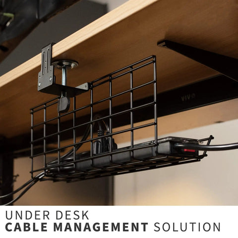 Two Pack Clamp On Desk Cable Management Tray 17 Inch Iron Mesh Rack For Under Desk Cords Power Strips Cord Organizer Home Office