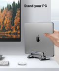 Vertical Laptop Stand For Desk, Aluminum Holder, Space Saving Mount For Up To 17.3 Inch Laptops, Sturdy Gray Dock