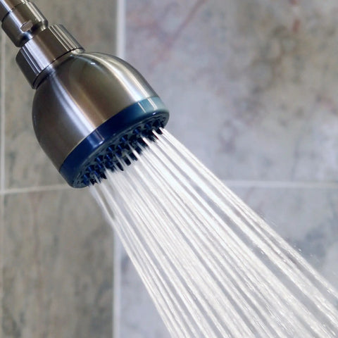 High Pressure Shower Head With 3 Inch Face, Anti Clog Nozzles, Adjustable Brass Ball Joint, 2.5 GPM, Brushed Nickel Wall Mount in action