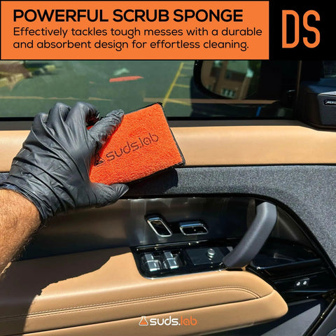 Microfiber Detailing Scrub Pads 2 Pack For Car Interior Cleaning And Detailing Safe On Leather Vinyl Plastic Scratch Free