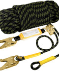 Rope Harness Safety Lanyard for Roof and Tree Climbing, 50 ft Vertical Roofing Rope With Grab Snap Hooks and Shock Absorber, Fall Protection Kit