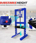 Six Ton H Frame Hydraulic Shop Press For Home Garage Heavy Duty Floor Model with adjustable height and stamping plates
