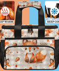 Insulated Picnic Backpack Lunch Bag for Women and Men Roomy 12 by 8.7 by 10 inch tote with fox design, keeps food fresh and cool