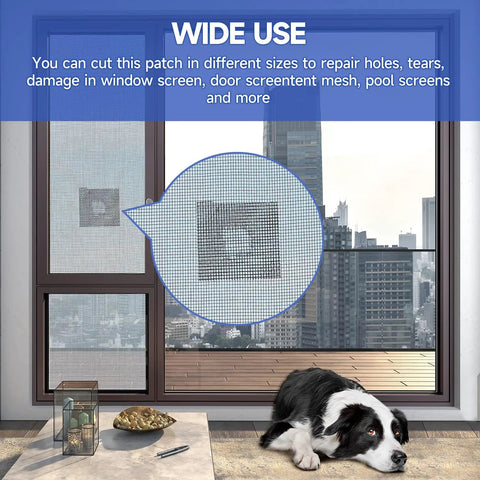 Easy Window Screen Patch Kit With 14 Sheets For Mesh Screen Doors, Three Sizes, Strong Adhesive Fiberglass Tape Quick Repair In Gray, Fix Tears And Holes Fast With Simple Cut And Stick