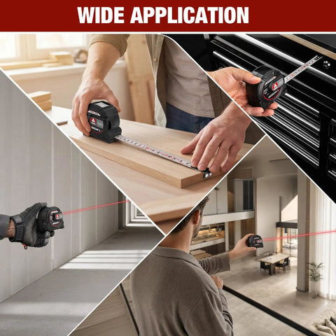 2-in-1 Laser Tape Measure With 215 Ft Laser Distance Meter And 16 Ft Manual Tape For Quick Long Range And Precise Short Range Readings, Durable Handheld Tool For Builders And DIYers used on wood and room measurements