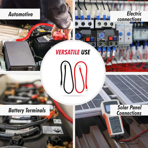 High Performance 5 Awg Battery Power Inverter Cables 2 Feet Long For Solar Auto Rv And Marine Wiring crafted from 99.9% deoxified copper for connections.