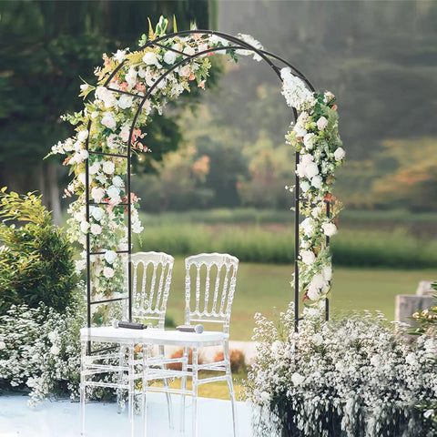 Outdoor Garden Arch Trellis For Climbing Plants, Sturdy Metal Arbor With Rust Proof Coating, 94.5 Inch Tall And 55 Inch Long, Ideal For Wedding Decor