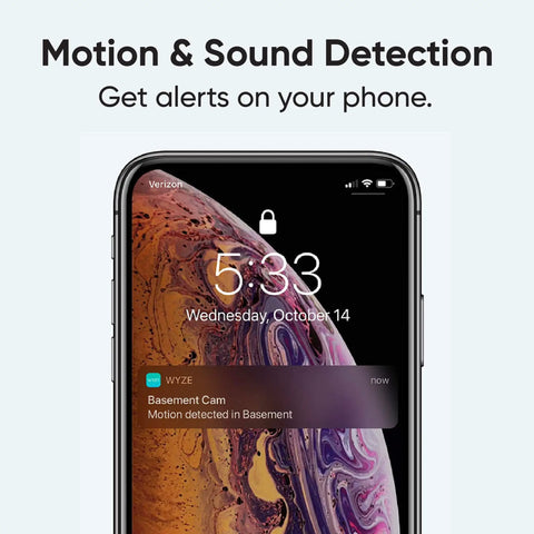 Smartphone screen displaying motion alert from Killer 1080P HD WiFi Security Camera For Indoor And Outdoor Use, Color Night Vision.