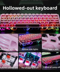 Dope Compact Mechanical Gaming Keyboard With 61 Hot Swappable Keys Offering 17 Flexible RGB Effects To Level Up Your Gameplay And Enjoy Smooth Typing Sessions with hollowed-out design and RGB backlighting.