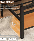 Rock Solid Full Bed Frame With Integrated Headboard, Hella Sturdy Steel Slat Base, Massive Under Bed Storage showing 12-inch clearance for storage.