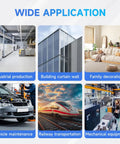 Collage showing applications of 169 Piece Aluminum Blind Rivet Kit With 8 Sizes, including industry, building, home, and vehicles.