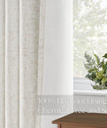 Extra Wide Blackout Linen Drapery Panel With Hooks, pinch pleat curtains installed on window, 72 by 96 inches, two layer lined shade.