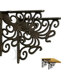 Badass Octopus Cast Iron Shelf Brackets 2 Pack; 5.18 Inch decorative L brackets with artistic octopus design.