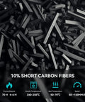 Close-up of short carbon fibers for Carbon Fiber Reinforced PETG Filament showing texture and detail, suitable for FDM printing.