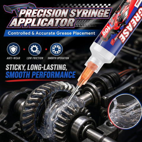 Two Pack RC Grease With Precision Syringe Applicator lubricating gears in off-road RC car