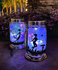 2 Pack Solar Fairy Lanterns For Garden Decor Hanging Glass Jar Mason Lanterns With Warm LED Light in night garden scene
