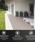 Beefy Clear Concrete And Paver Sealant For Outdoor Areas Heavy Salt And Oil Repellent Formula waterproof patio with potted plants.