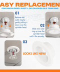 Replacement Outer Trim Ring for Recessed Fire Sprinkler Escutcheon featuring 1-7/8 inch inner opening shown in installation steps.
