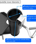 Outdoor Umbrella Clamp Heavy Duty Stainless Steel Deck Mount with adjustable arm, black, for poles up to 1.57 inches