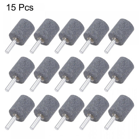 Pro Grade Fifteen Piece Abrasive Mounted Stones Set With One Quarter Inch Shank And One Inch Cylindrical Corundum Grinding Heads